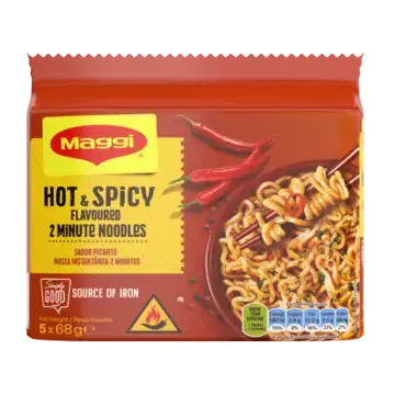 MAGGI 2-Minute Noodles,Hot &amp;Spicy 5 x 68g