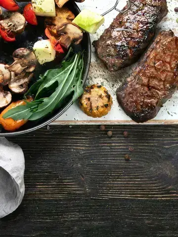 Meat and veggies on skewer