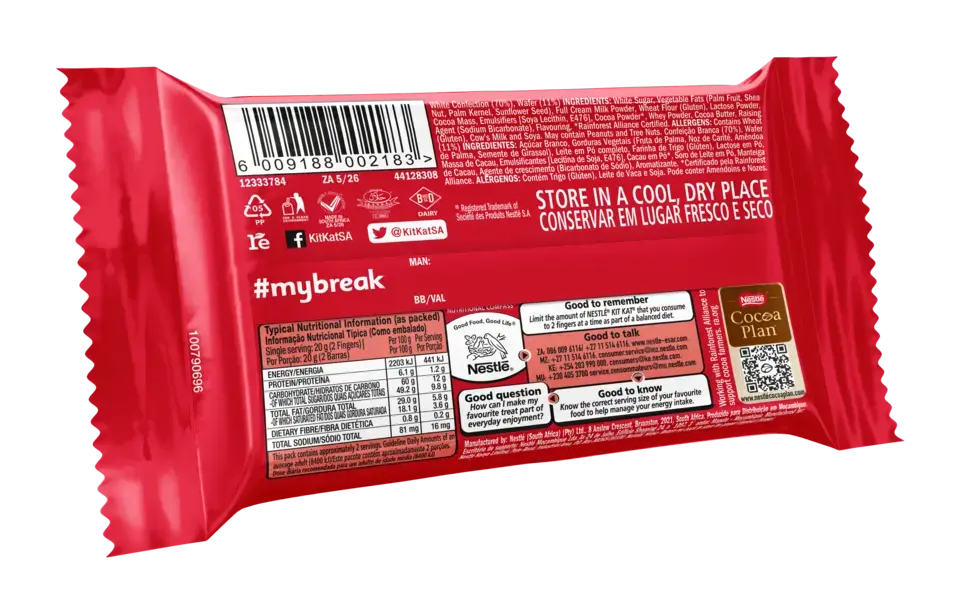 KitKat 4 Finger White Chocolate Bar 41.5g - back