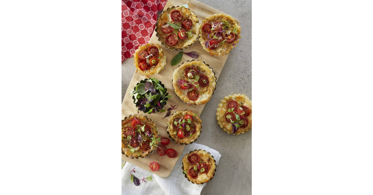 Tomato Mozzarella and Basil Tarts