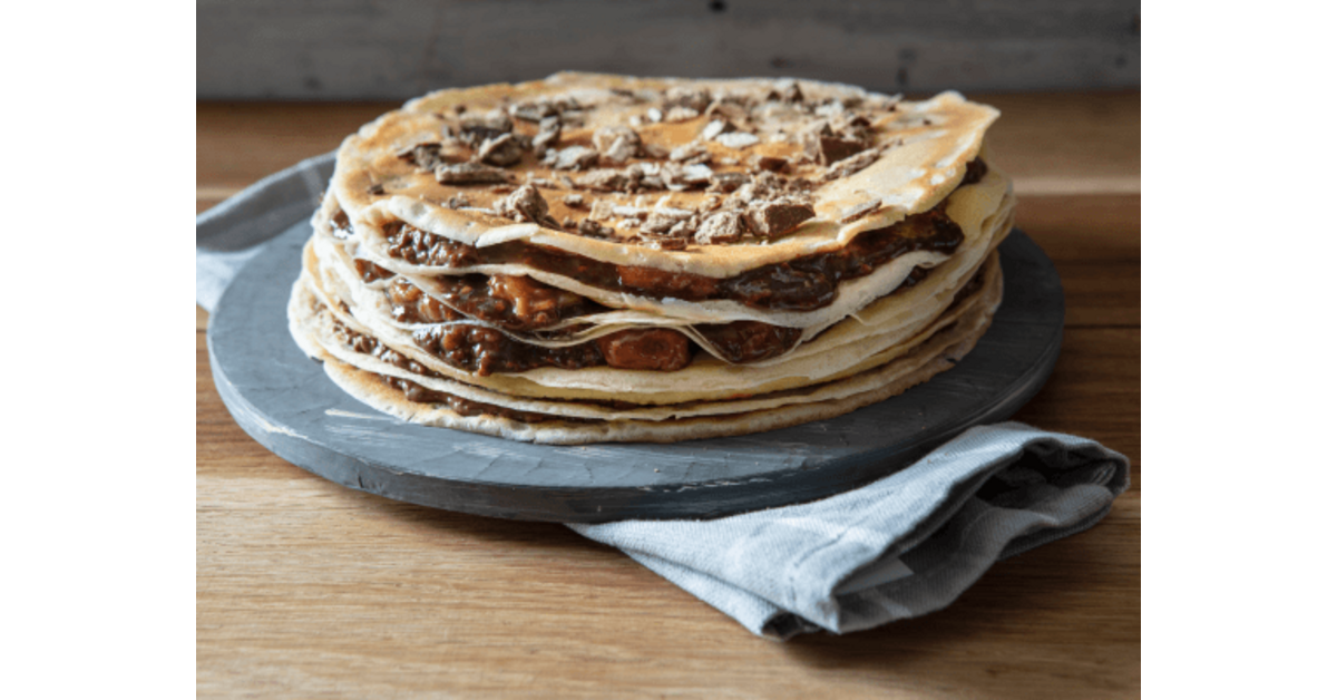 Kit Kat and Caramelized Banana Pancake Cake