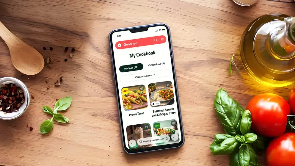 My Cookbook menu on phone