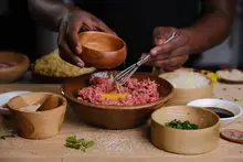 Magnificent Beef Burger in Noodle Bun
