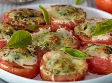 Oil Free Greek Salad Dressing and Basil Parmesan Tomatoes