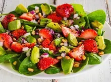 Spinach and Fruit Salad with Avocado Citrus Dressing
