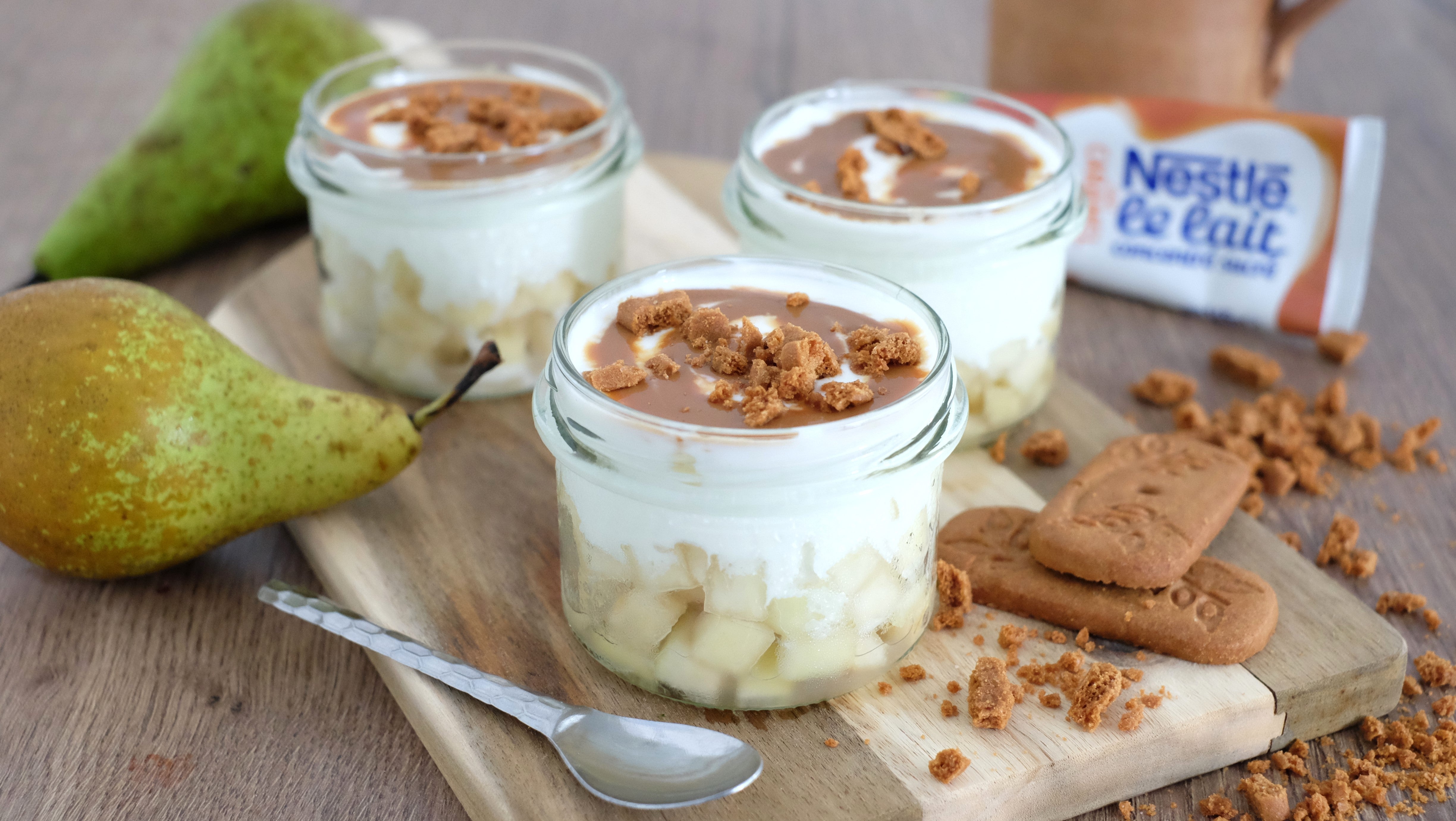 Verrine fromage blanc poires speculoos