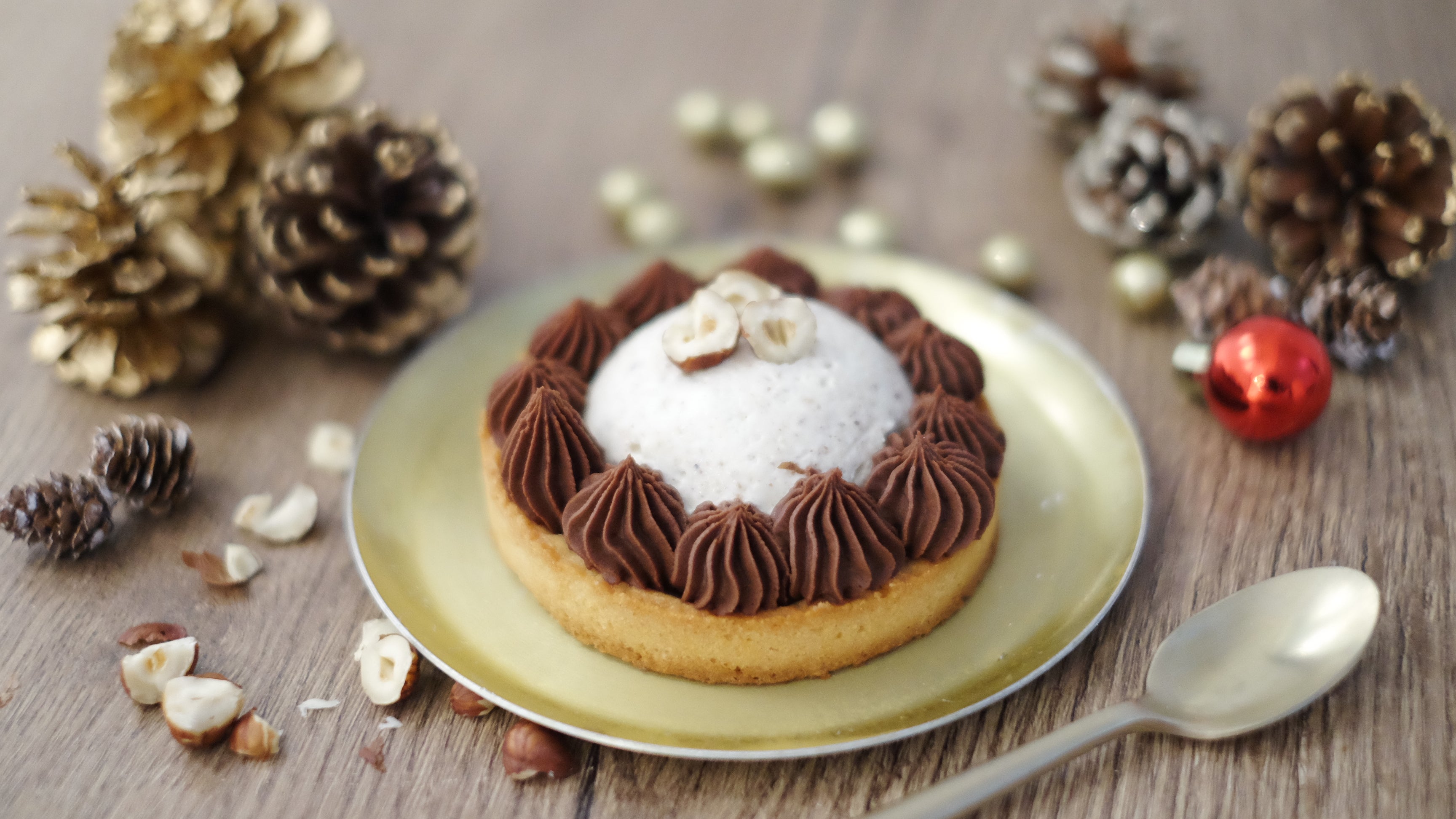 Tartelette glace au lait concentré et ganache chocolat
