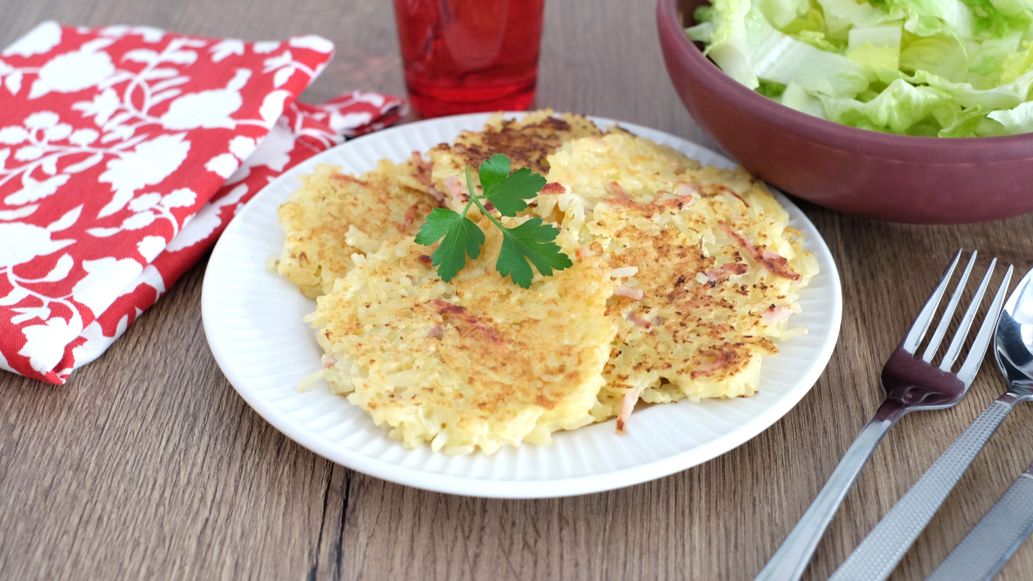 Omelette riz jambon