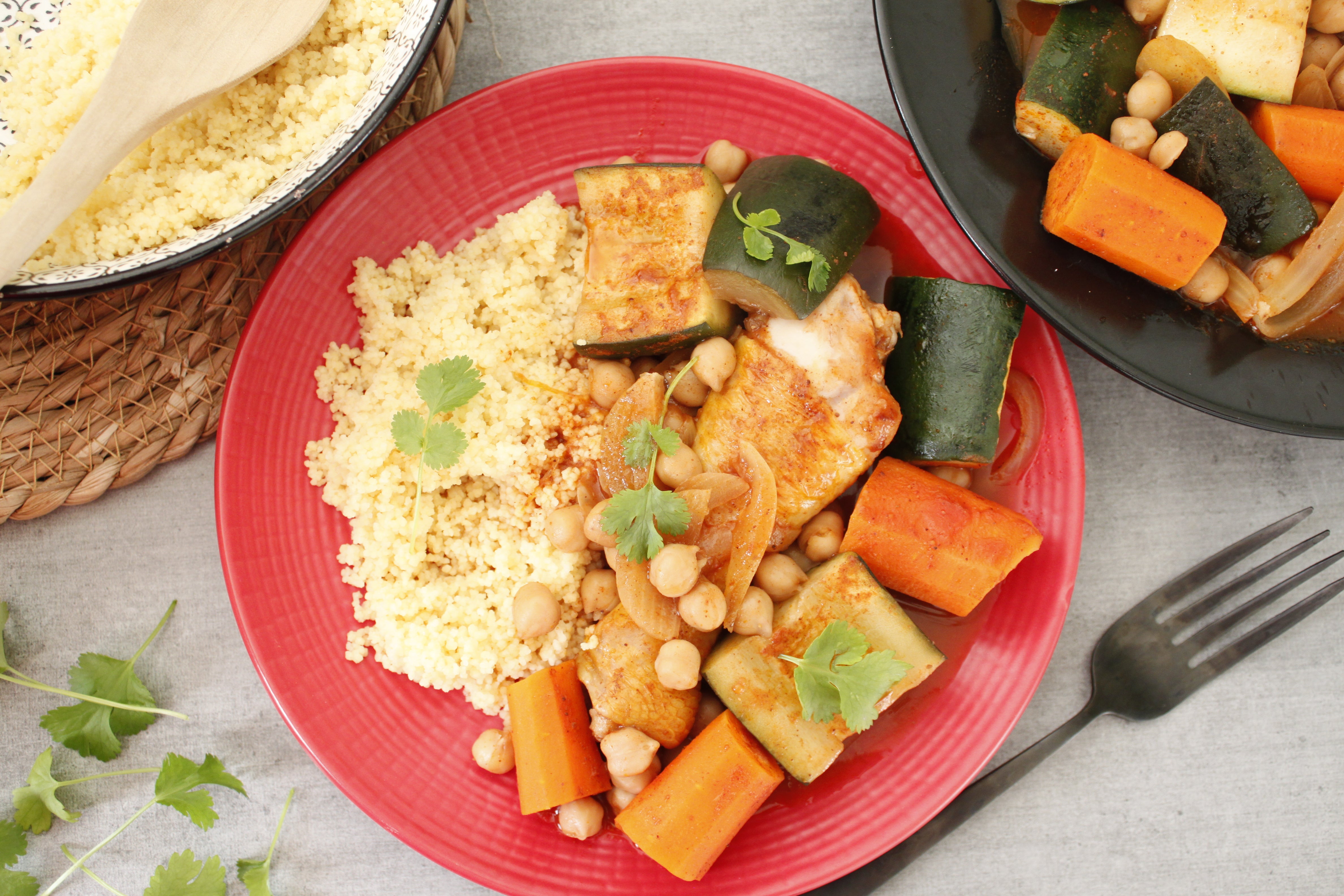 Couscous de poulet aux légumes et raisins