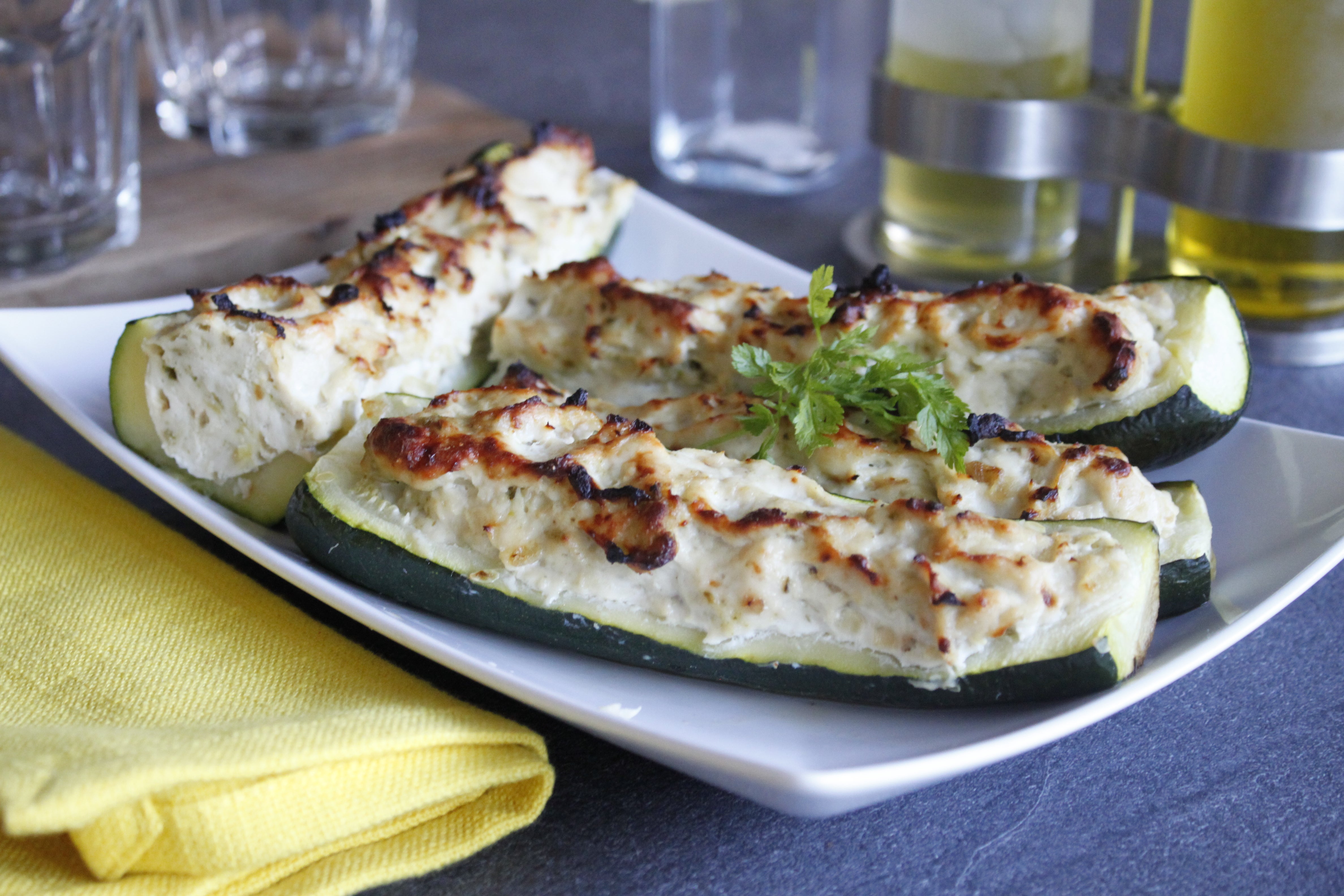 Courgettes farcies au poulet Bio