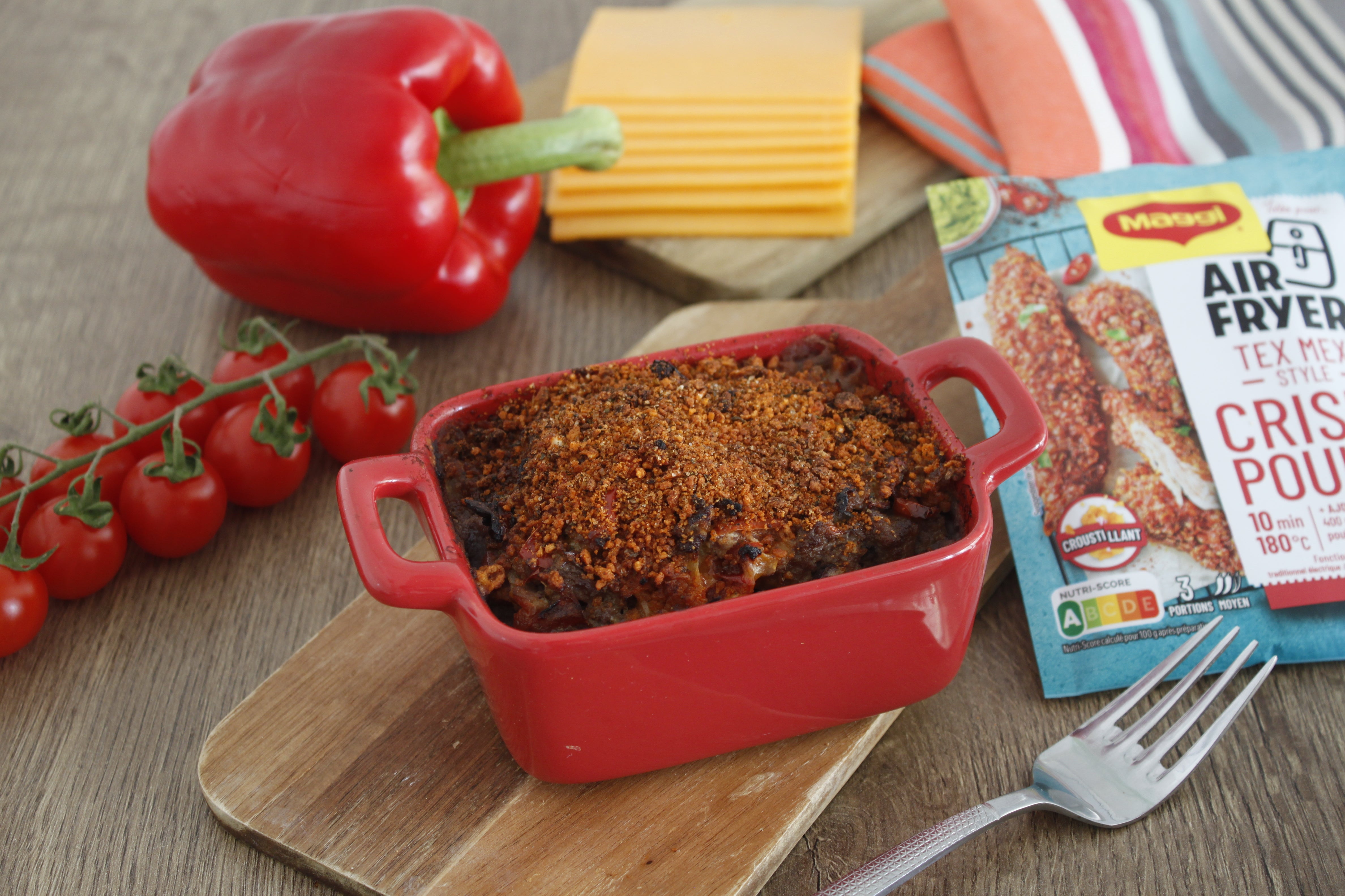 Gratin façon chili con carne au air fryer