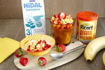 Recette duo maman enfant semoule fraise banane