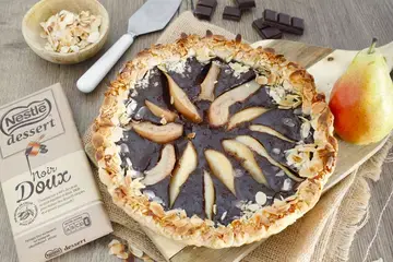 Tarte aux poires et chocolat noir doux