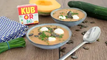 gaspacho melon pasteque et billes de chevre