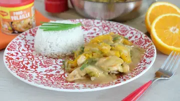 Poulet à la fondue de poireau et orange
