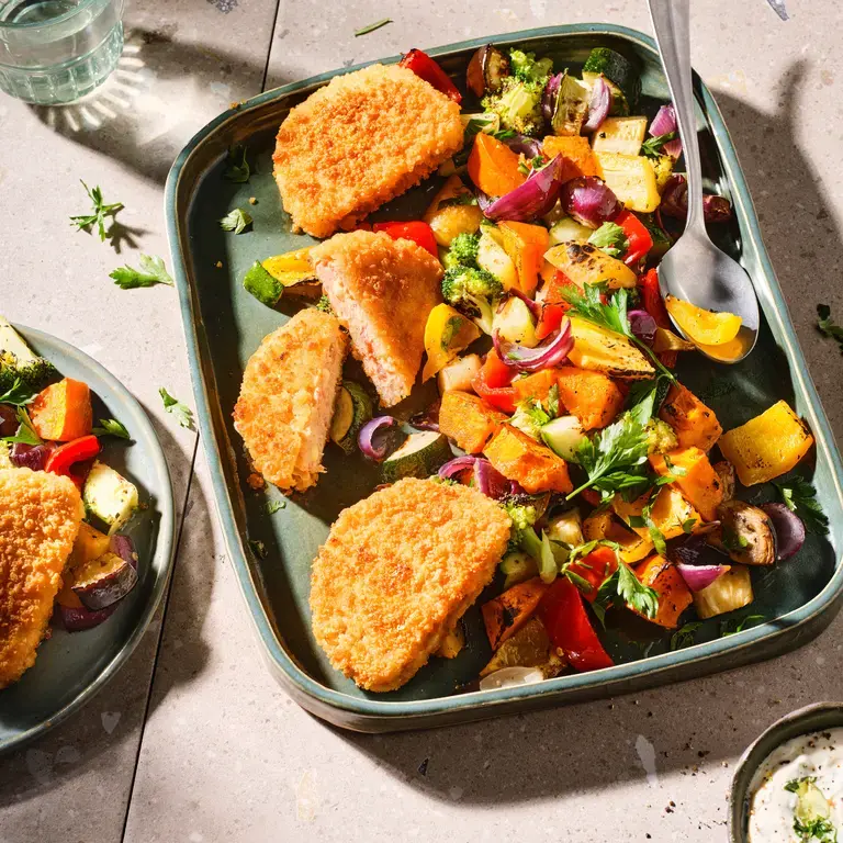 Bol de légumes rôtis au cordon bleu
