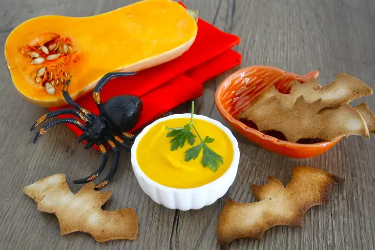 Chauve souris croustillantes et compotée de butternut miel cannelle
