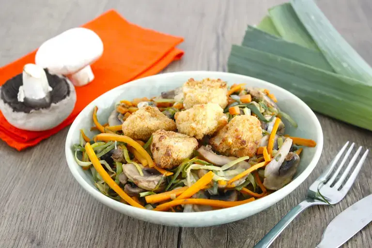 Poelée de légumes d'automne et nuggets fromage