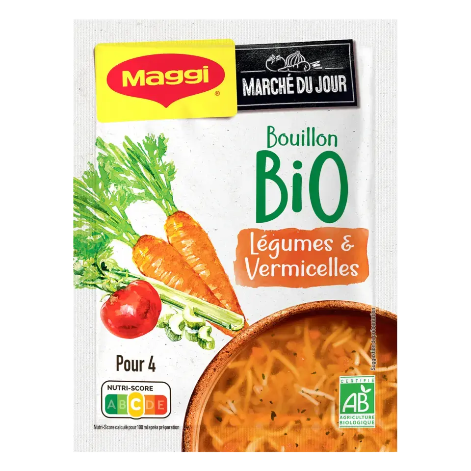 MAGGI Bio Soup Bouillon Vegetables Sachet 12x60g FR