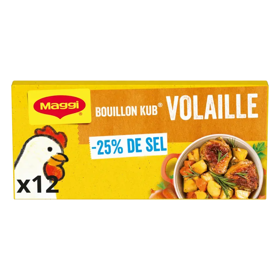 MAGGI Bouillon Poultry Low Salt Carton 20x120g FR