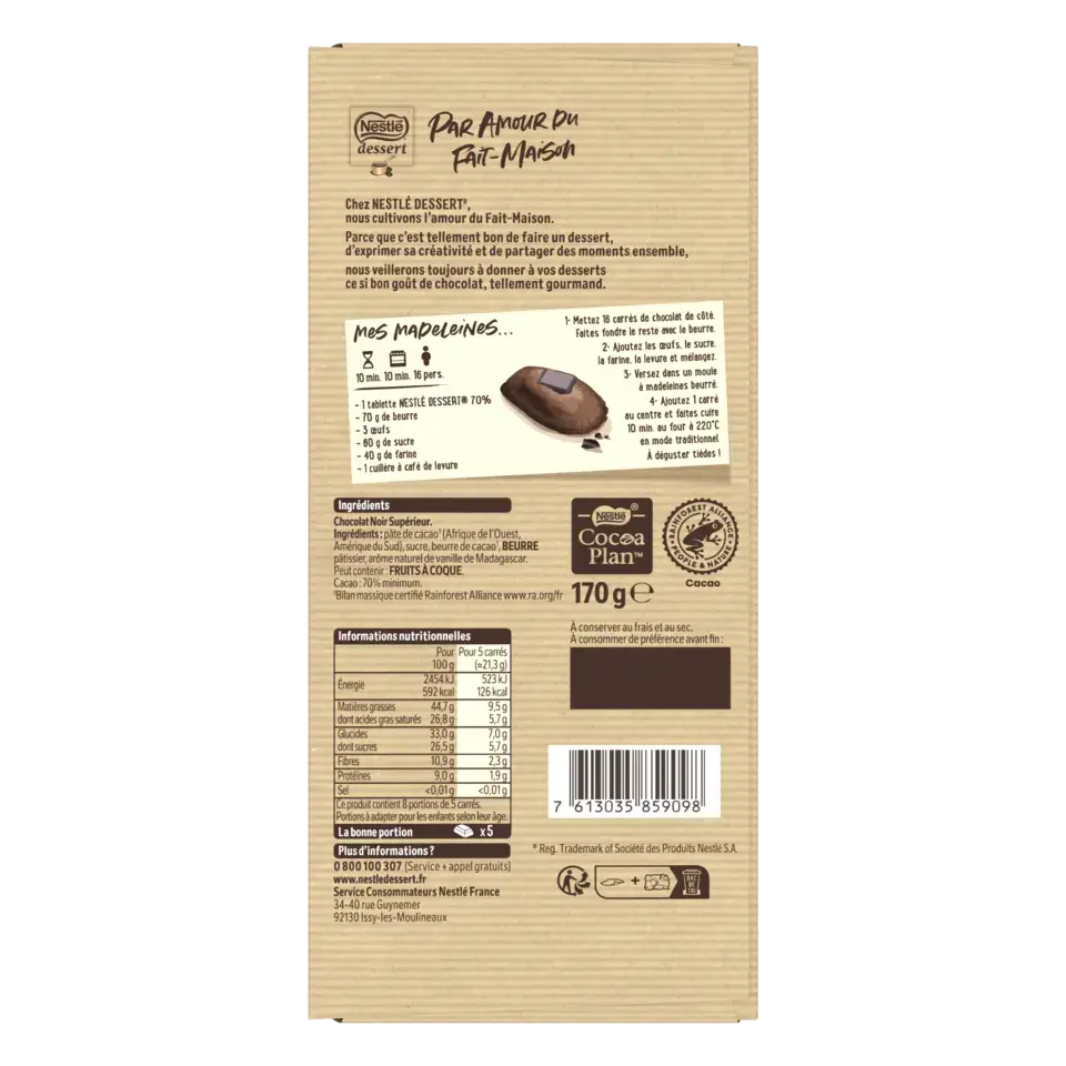 DESSERT Noir 70% Wrapper 22x170g FR