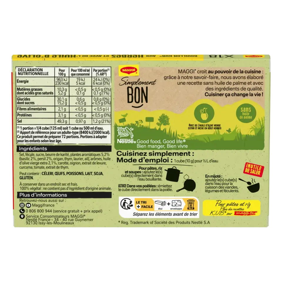 MAGGI Bouillon H Herbs And Olive Oil Carton 20x180g FR