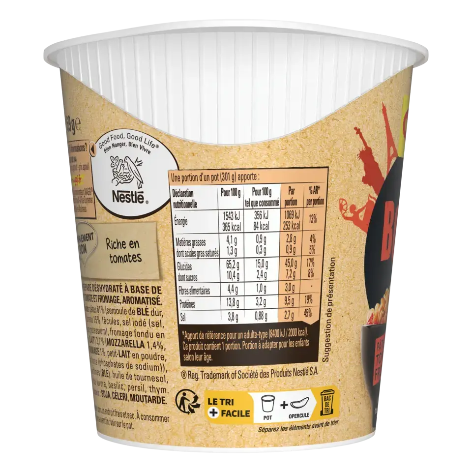 MAGGI BOLINO Pastes Tomato Mozz Cup 8x69g FR