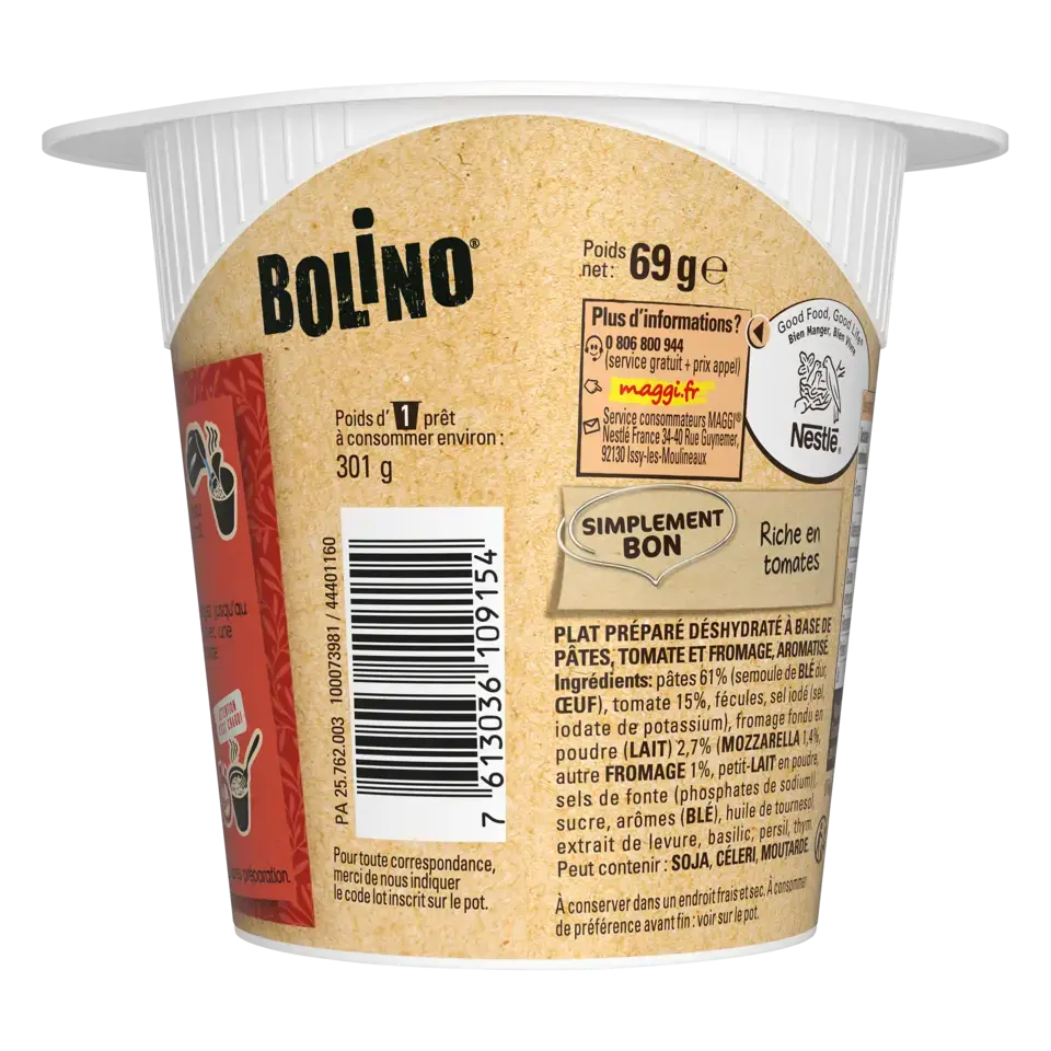 MAGGI BOLINO Pastes Tomato Mozz Cup 8x69g FR