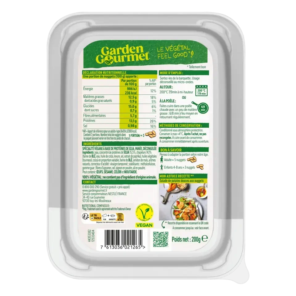 GARDEN GOURMET Vegan Nugget Tray 48x200g FR