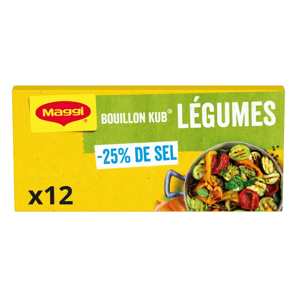 MAGGI Bouillon Vegetable Low Salt Carton 20x120g FR