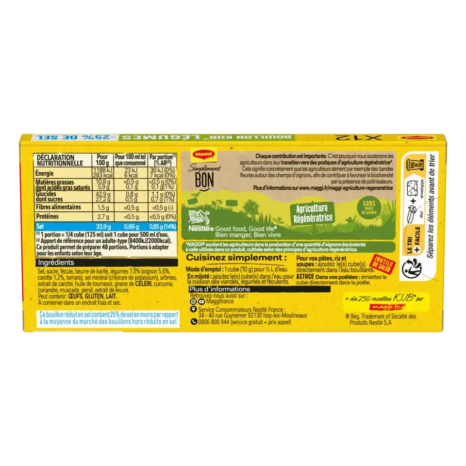 MAGGI Bouillon Vegetable Low Salt Carton 20x120g FR
