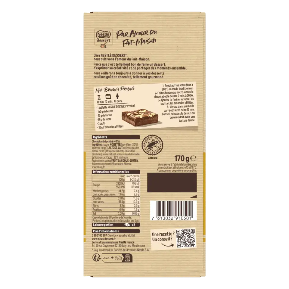 DESSERT Praline Milk Wrapper 20x170g FR