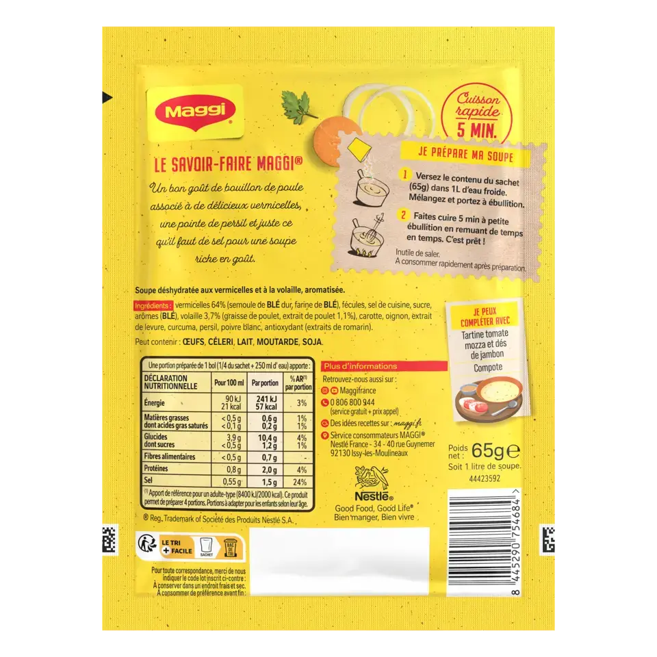 MAGGI SAVEUR A L'ANCIENNE Soup Bou Chicken Vermicelli Pouch 20x65g FR