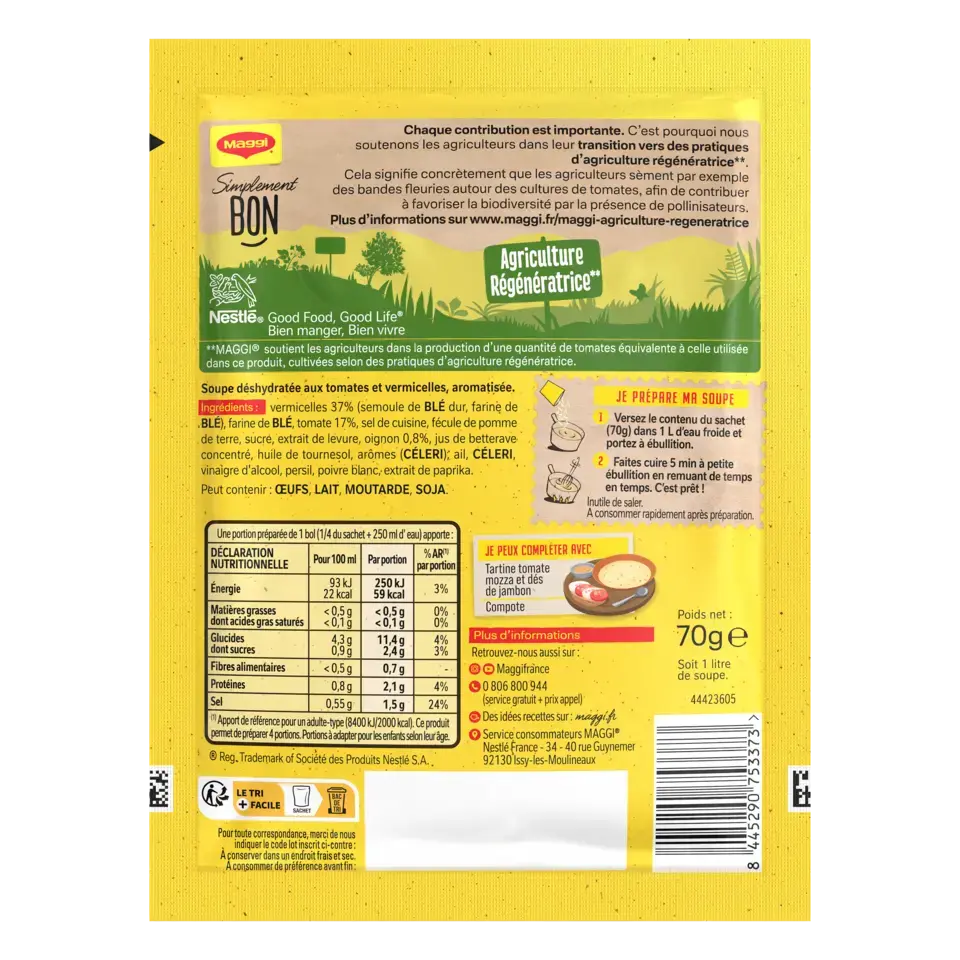 MAGGI SAVEUR A L'ANCIENNE Soup Bouillon Tomato Vermicelles  Sachet 20x70g FR