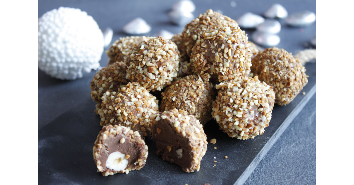 Rochers au chocolat caramel, coque Noir 70% pralin