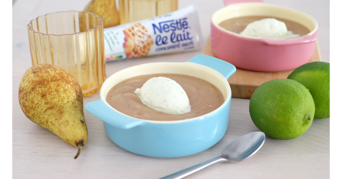 Soupe de poires et glace yaourt