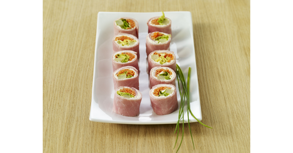 Mini roulés de jambon multicolores