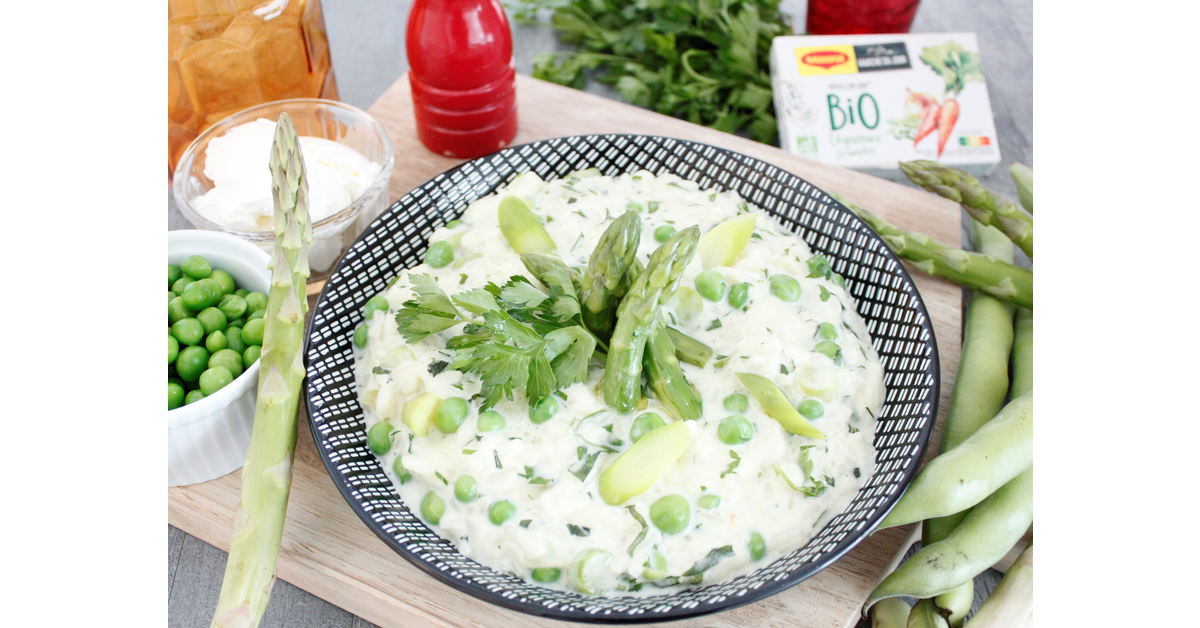 Risotto Primavera végétarien à la bière blanche