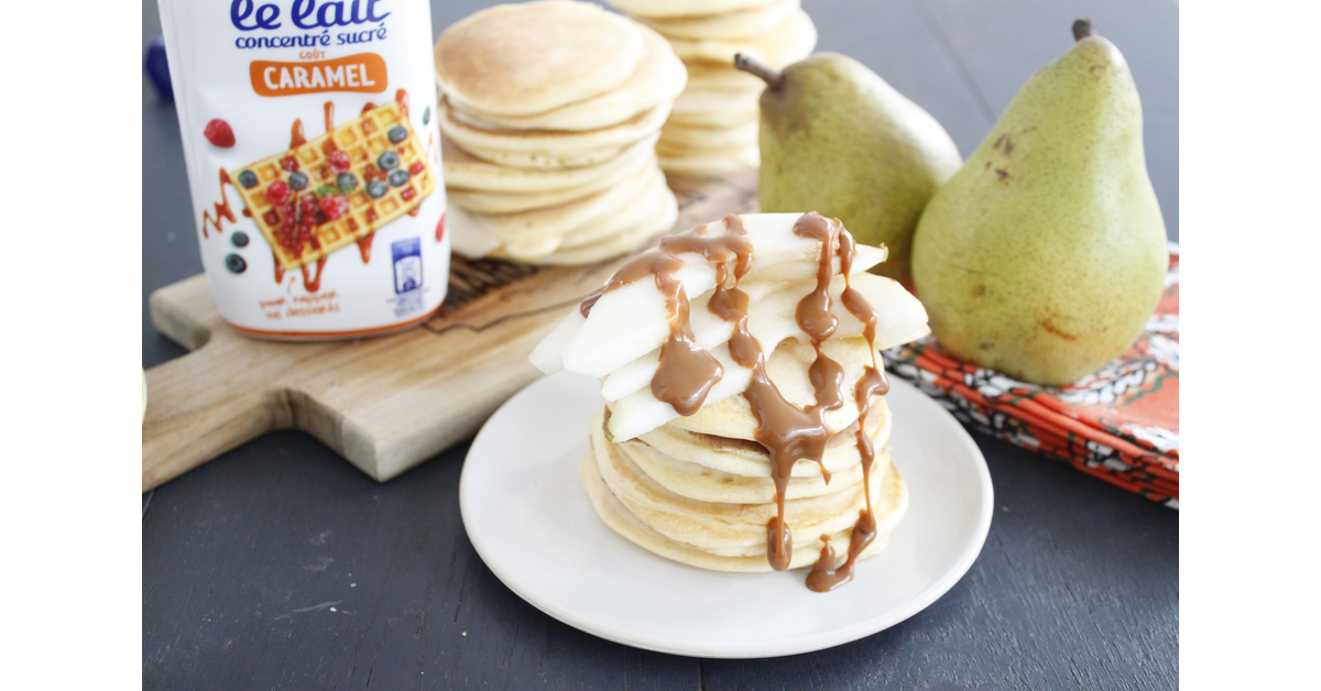Pancakes sauce caramel et poires