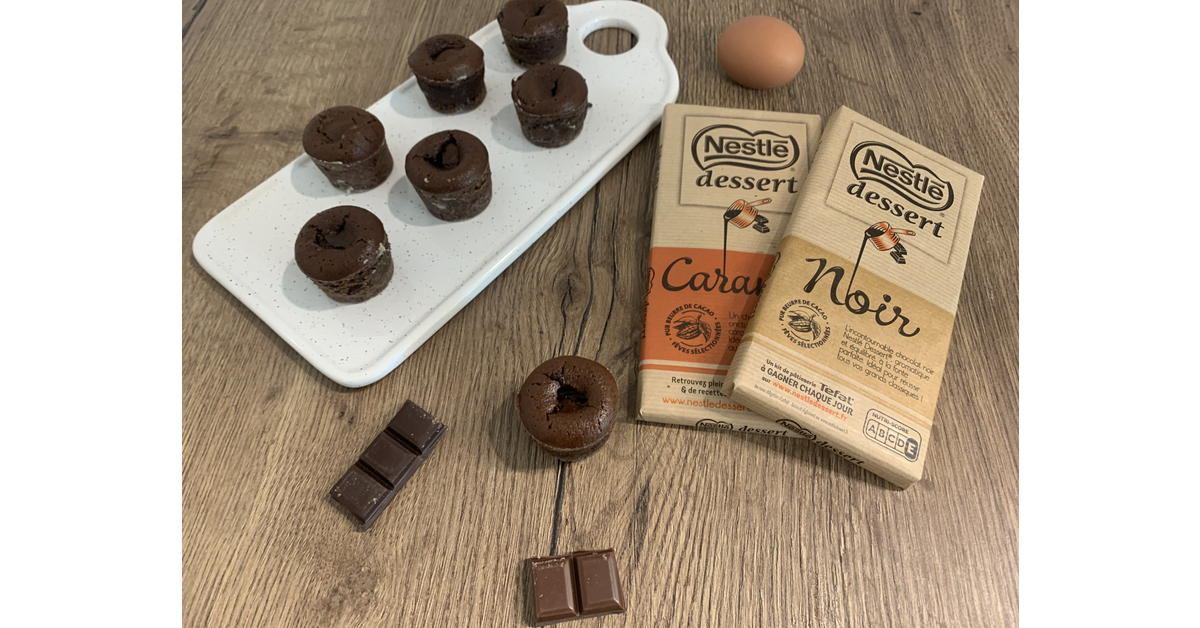 Mini coulant noir au coeur de chocolat caramel salé