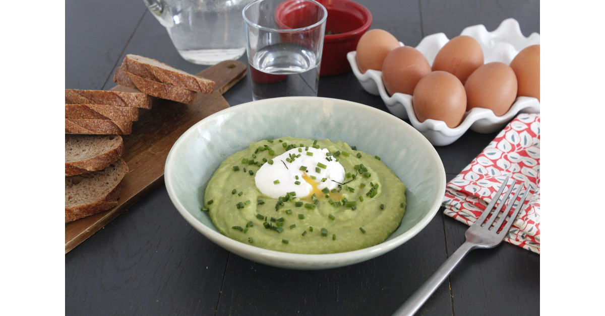 Purée de pommes de terre, petits pois végétarienne et oeuf poché anti-gaspi