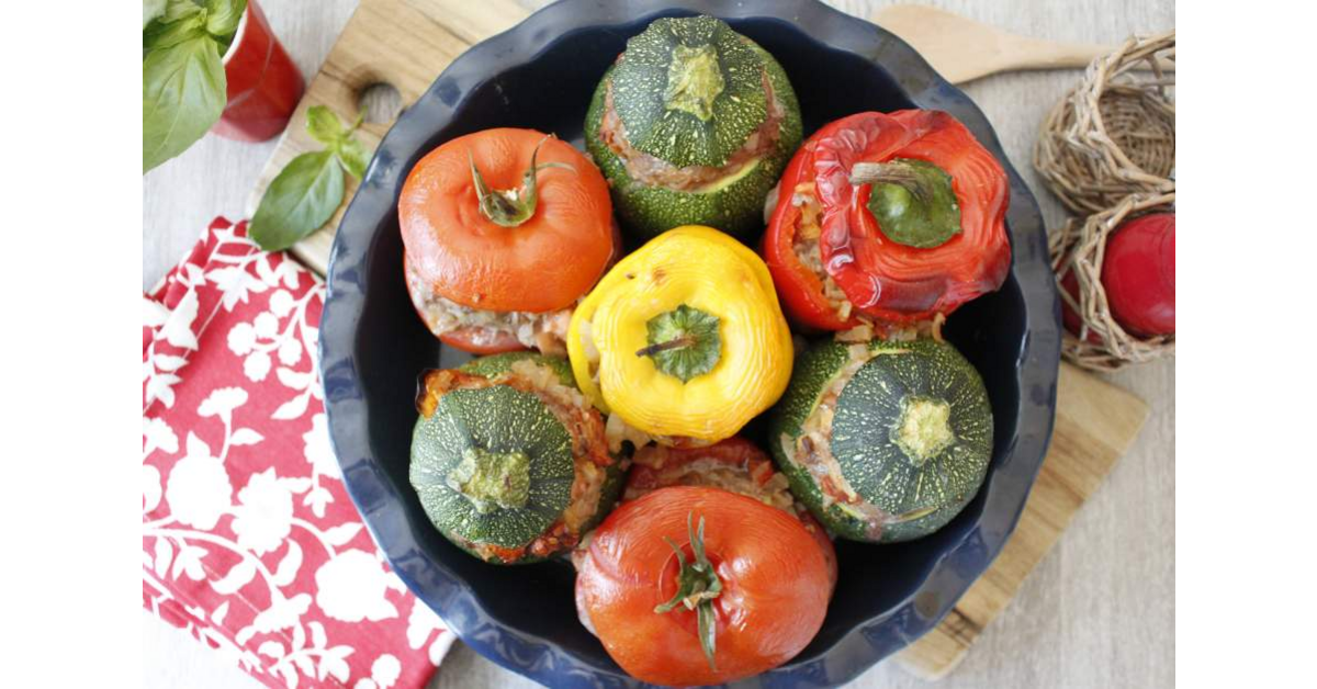 Légumes du soleil farcis au boeuf et tomates confites