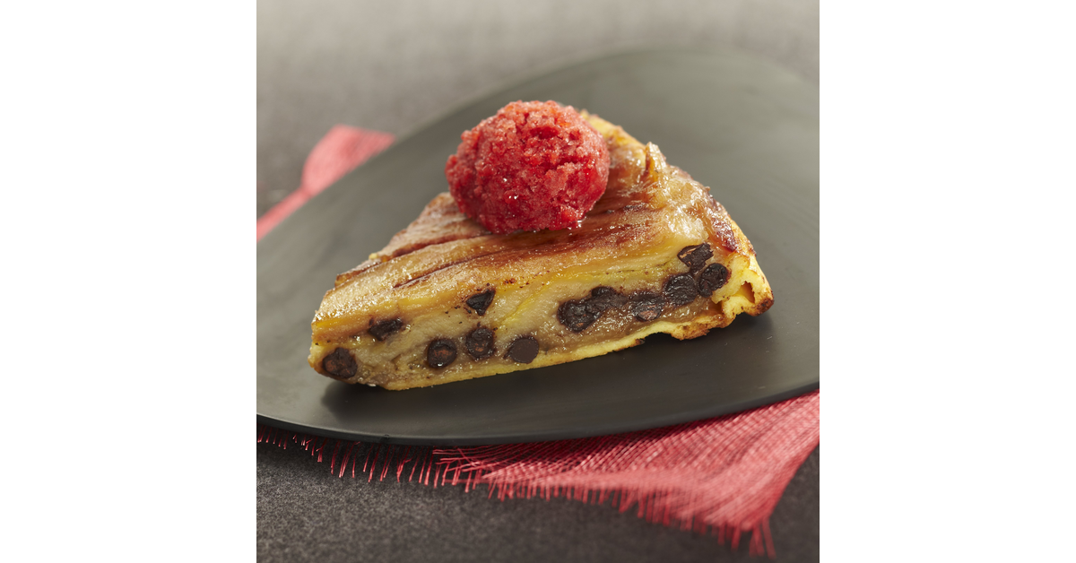 Tatin banane chocolat et granité de fraises