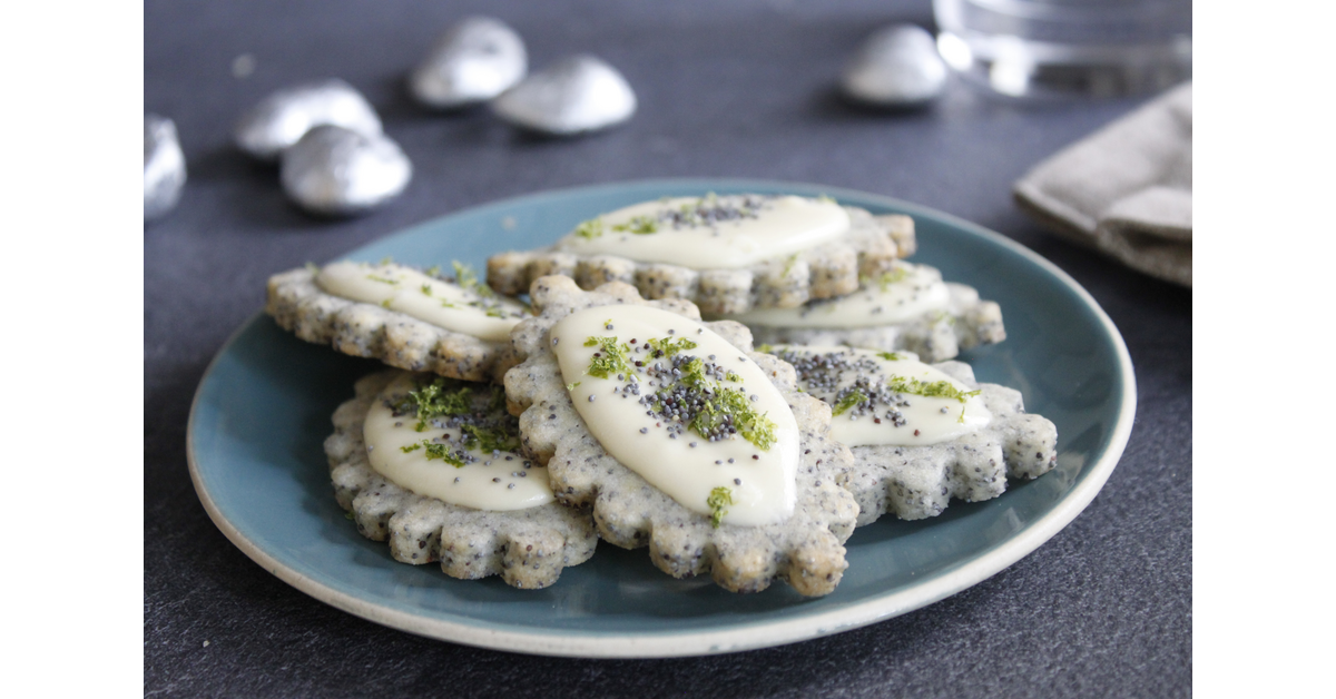 Sablés pavot chocolat blanc citron vert