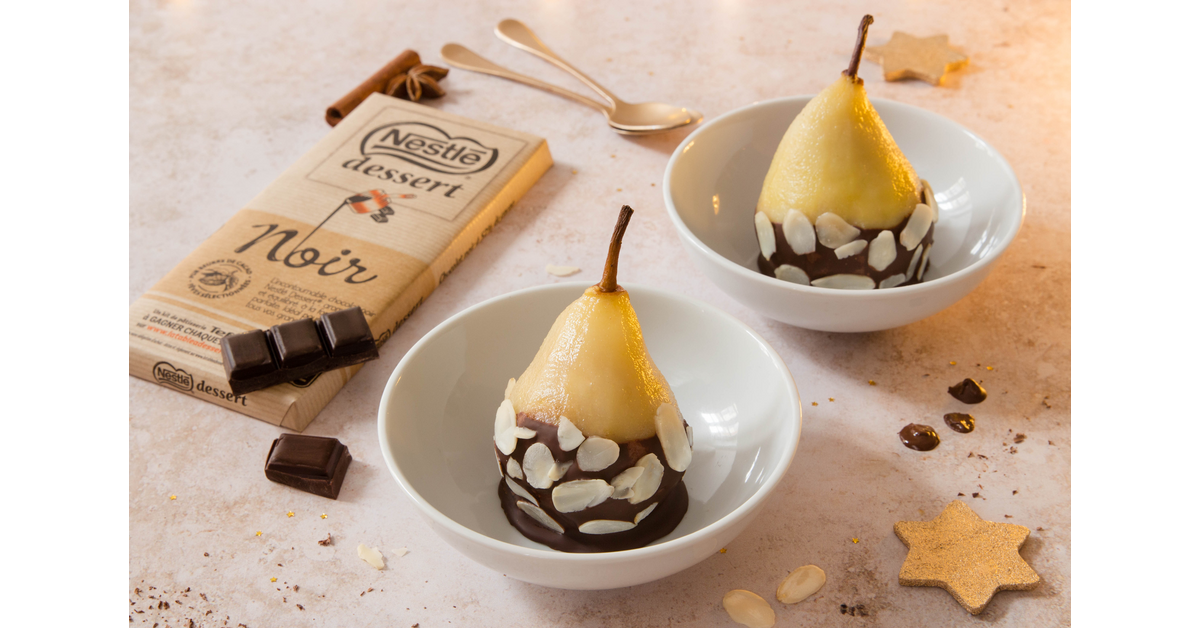 Poires enrobées chocolat & amandes