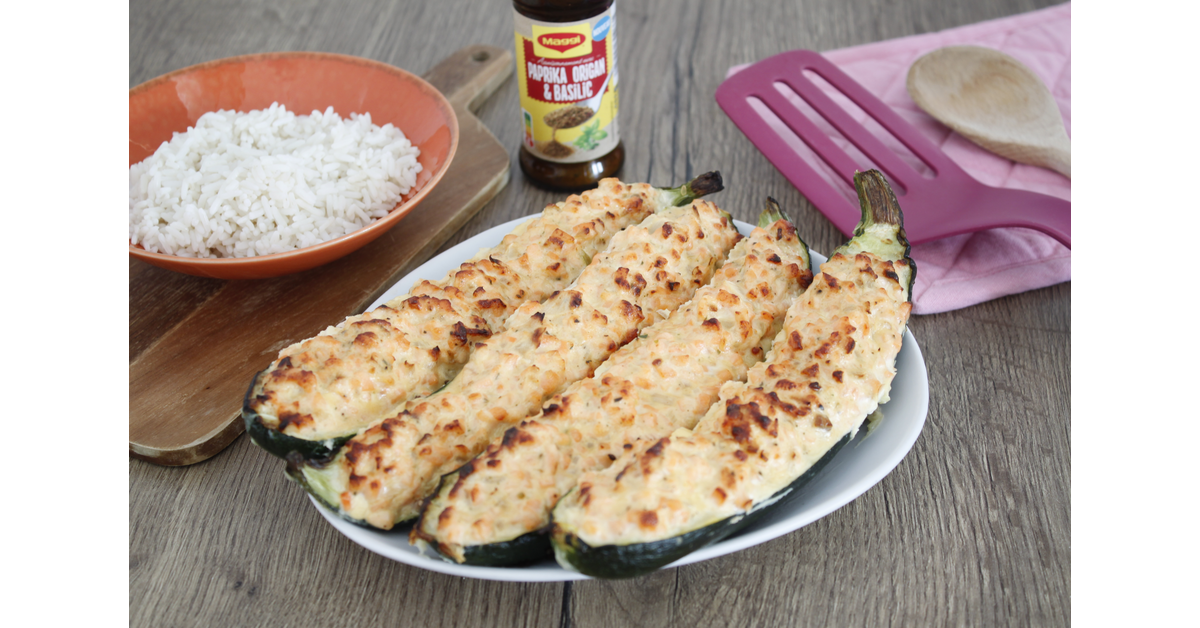 Courgettes farcies au saumon au air fryer
