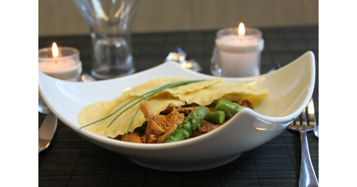Ravioles de Saint Jacques et poêlée de girolles
