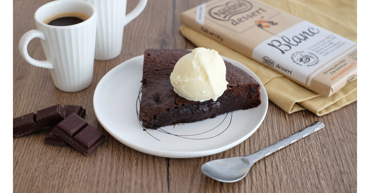 Fondant chocolat et glace chocolat blanc