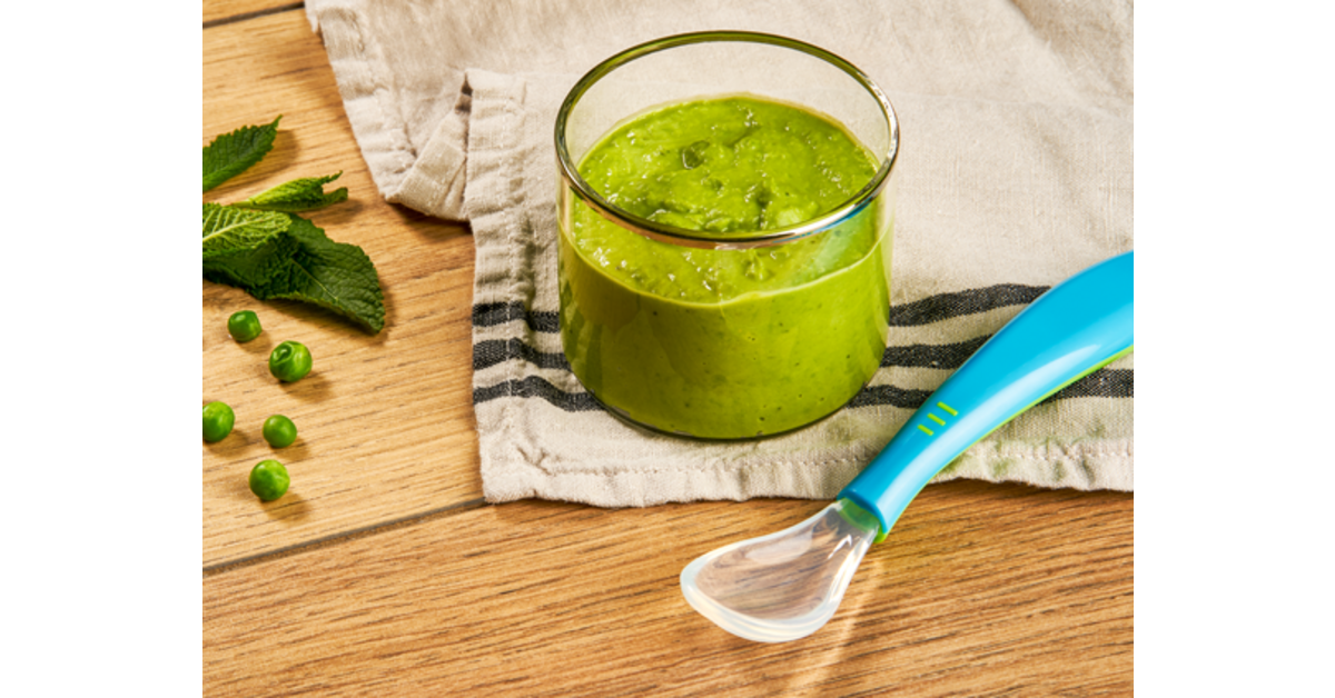 Recette purée de petit pois, chèvre et menthe pour bébé