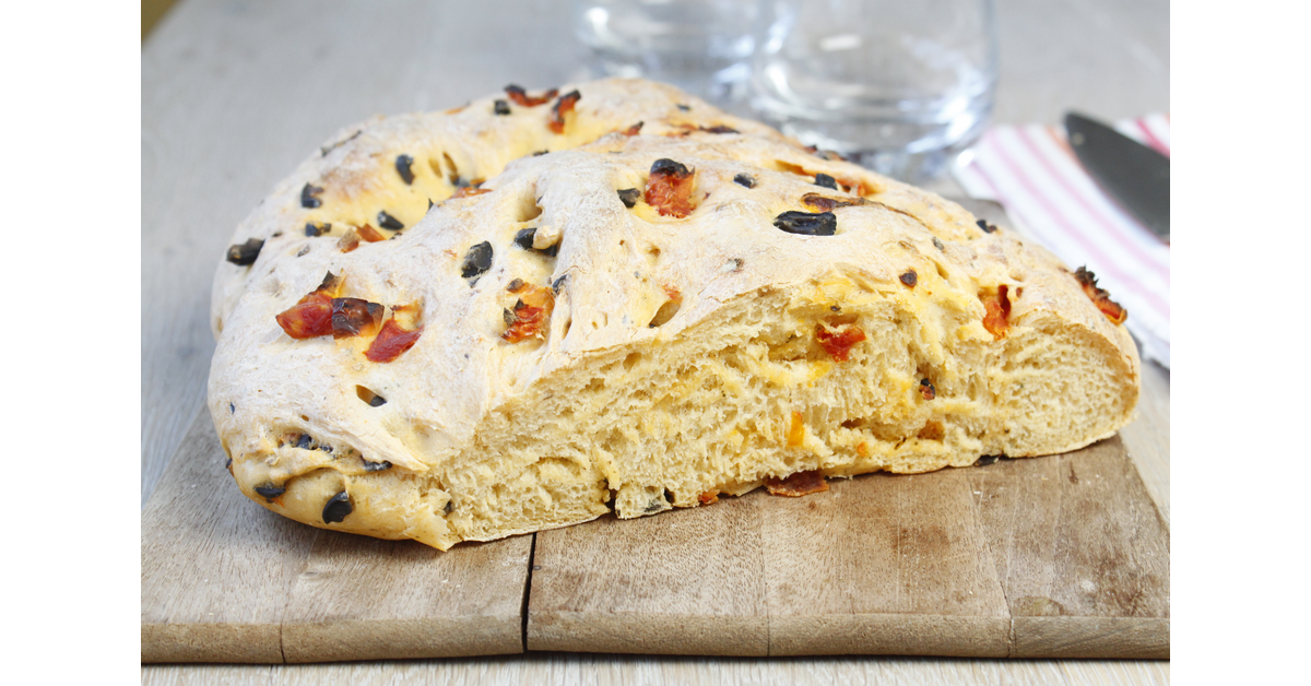 Foccacia aux tomates confites et olives